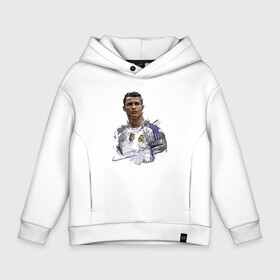 Детское худи Oversize хлопок с принтом Cristiano Ronaldo   Manchester United   Portugal в Белгороде, френч-терри — 70% хлопок, 30% полиэстер. Мягкий теплый начес внутри —100% хлопок | боковые карманы, эластичные манжеты и нижняя кромка, капюшон на магнитной кнопке | football | forward | ronaldo | star | звезда | роналдо | форвард | футбол