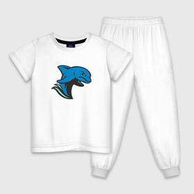 Детская пижама хлопок с принтом Злой дельфин в Белгороде, 100% хлопок |  брюки и футболка прямого кроя, без карманов, на брюках мягкая резинка на поясе и по низу штанин
 | Тематика изображения на принте: dolphin | дельфин | дельфины | злой | море | морские | с дельфином