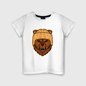 Детская футболка хлопок с принтом Грозный медведь в Белгороде, 100% хлопок | круглый вырез горловины, полуприлегающий силуэт, длина до линии бедер | bear | kuma | гризли | грозный | крутой | медведь | мишка