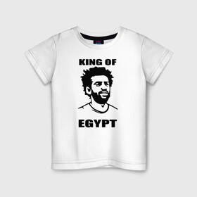 Детская футболка хлопок с принтом KING OF EGYPT в Белгороде, 100% хлопок | круглый вырез горловины, полуприлегающий силуэт, длина до линии бедер | Тематика изображения на принте: basel | champion | chelsea | fifa | lfc | liverpool | mo salah | mohamed salah | mokawloon | roma | soccer | uefa | базель | египет | ливерпуль | лига чемпионов | лфк | мокавлун | мохаммед салах | рома | уефа | фифа | футбол