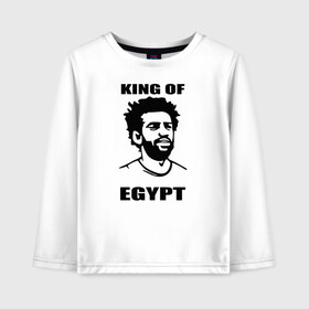 Детский лонгслив хлопок с принтом KING OF EGYPT в Белгороде, 100% хлопок | круглый вырез горловины, полуприлегающий силуэт, длина до линии бедер | Тематика изображения на принте: basel | champion | chelsea | fifa | lfc | liverpool | mo salah | mohamed salah | mokawloon | roma | soccer | uefa | базель | египет | ливерпуль | лига чемпионов | лфк | мокавлун | мохаммед салах | рома | уефа | фифа | футбол