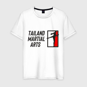 Мужская футболка хлопок с принтом MUAY THAI (двусторонняя) в Белгороде, 100% хлопок | прямой крой, круглый вырез горловины, длина до линии бедер, слегка спущенное плечо. | boxing | fight night | kikcboxing | mma | muay thai | муай тай | тайский бокс
