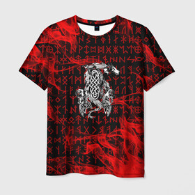 Мужская футболка 3D с принтом Кельтский дракон в Белгороде, 100% полиэфир | прямой крой, круглый вырез горловины, длина до линии бедер | веды | дракон | древнеиндийский | кельтский | махабхарата | руны | символы | славянские | эпос