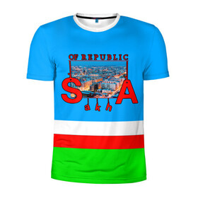Мужская футболка 3D спортивная с принтом Саха в Белгороде, 100% полиэстер с улучшенными характеристиками | приталенный силуэт, круглая горловина, широкие плечи, сужается к линии бедра | republic | sakha | республика саха | сибирь | якутия