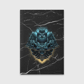 Обложка для паспорта матовая кожа с принтом Owl king в Белгороде, натуральная матовая кожа | размер 19,3 х 13,7 см; прозрачные пластиковые крепления | арт | графика | корона | птицы | совы | череп