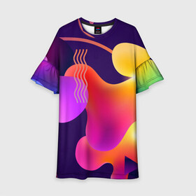 Детское платье 3D с принтом Rainbow T-Shirt в Белгороде, 100% полиэстер | прямой силуэт, чуть расширенный к низу. Круглая горловина, на рукавах — воланы | colorful | rainbow | градиент | иллюстрация | линии