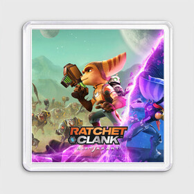 Магнит 55*55 с принтом Ratchet & Clank Rift Apart в Белгороде, Пластик | Размер: 65*65 мм; Размер печати: 55*55 мм | Тематика изображения на принте: action | animals | nextgen | pc | playstation | ps 5 | ratchet and clank rift apart | robot | sony | steam | top | valve | video games | weapon | xbox | валв | видео игры | животные | иксбокс | некстген | оружие | пк | плейстейшен | пс 5 | робот 