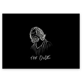 Поздравительная открытка с принтом THE DUDE (Большой Лебовски) в Белгороде, 100% бумага | плотность бумаги 280 г/м2, матовая, на обратной стороне линовка и место для марки
 | Тематика изображения на принте: abide | big | dude | jeff | lebowski | the | большой | лебовски | фильм | чувак