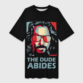 Платье-футболка 3D с принтом The Dude Abides (Лебовски) в Белгороде,  |  | abide | big | dude | jeff | lebowski | the | большой | лебовски | фильм | чувак