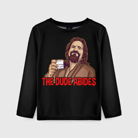 Детский лонгслив 3D с принтом The Dude Abides (Lebowski) в Белгороде, 100% полиэстер | длинные рукава, круглый вырез горловины, полуприлегающий силуэт
 | abide | big | dude | jeff | lebowski | the | большой | лебовски | фильм | чувак