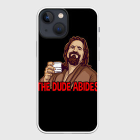 Чехол для iPhone 13 mini с принтом The Dude Abides (Lebowski) в Белгороде,  |  | abide | big | dude | jeff | lebowski | the | большой | лебовски | фильм | чувак