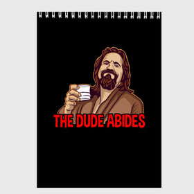 Скетчбук с принтом The Dude Abides (Lebowski) в Белгороде, 100% бумага
 | 48 листов, плотность листов — 100 г/м2, плотность картонной обложки — 250 г/м2. Листы скреплены сверху удобной пружинной спиралью | Тематика изображения на принте: abide | big | dude | jeff | lebowski | the | большой | лебовски | фильм | чувак