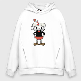 Мужское худи Oversize хлопок с принтом Cuphead в Белгороде, френч-терри — 70% хлопок, 30% полиэстер. Мягкий теплый начес внутри —100% хлопок | боковые карманы, эластичные манжеты и нижняя кромка, капюшон на магнитной кнопке | cuphead | game | красная соломинка | платформер | стоит