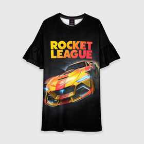 Детское платье 3D с принтом Rocket League Рокет Лига в Белгороде, 100% полиэстер | прямой силуэт, чуть расширенный к низу. Круглая горловина, на рукавах — воланы | Тематика изображения на принте: auto | avto | car | game | league | race | rocket | гонки | игра | машина | рокет лига | тачка | тачки