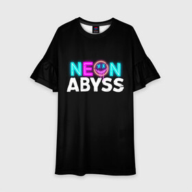 Детское платье 3D с принтом Neon Abyss в Белгороде, 100% полиэстер | прямой силуэт, чуть расширенный к низу. Круглая горловина, на рукавах — воланы | abyss | game | neon | абис | аид | бездна | игра | мрачный отряд | неон эбесс | эбис