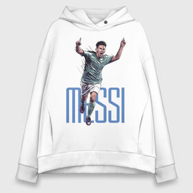 Женское худи Oversize хлопок с принтом Lionel Messi в Белгороде, френч-терри — 70% хлопок, 30% полиэстер. Мягкий теплый начес внутри —100% хлопок | боковые карманы, эластичные манжеты и нижняя кромка, капюшон на магнитной кнопке | barcelona | forward | lionel messi | star | барселона | звезда | лионель месси | форвард