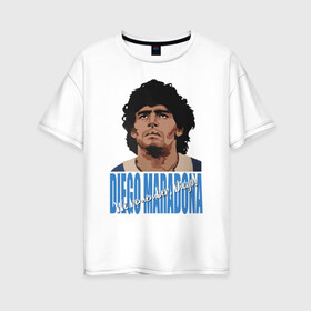 Женская футболка хлопок Oversize с принтом Мы помним Диего! в Белгороде, 100% хлопок | свободный крой, круглый ворот, спущенный рукав, длина до линии бедер
 | argentina | celebrity | diego maradona | football | forward | star | аргентина | диего марадона | звезда | знаменитость | форвард | футбол