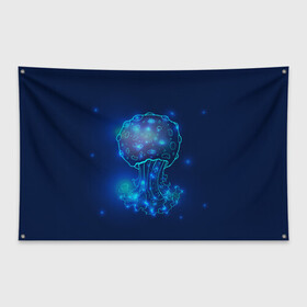Флаг-баннер с принтом Медуза на синем в Белгороде, 100% полиэстер | размер 67 х 109 см, плотность ткани — 95 г/м2; по краям флага есть четыре люверса для крепления | jellyfish | medusa | жители | медуза | медузы | морские | океан