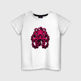 Детская футболка хлопок с принтом Кракен в Белгороде, 100% хлопок | круглый вырез горловины, полуприлегающий силуэт, длина до линии бедер | king | kraken | octopus | корона | кракен | море | морские | морское | осьминог | щупальца