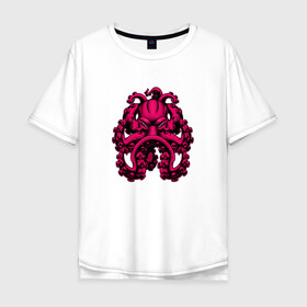 Мужская футболка хлопок Oversize с принтом Кракен в Белгороде, 100% хлопок | свободный крой, круглый ворот, “спинка” длиннее передней части | king | kraken | octopus | корона | кракен | море | морские | морское | осьминог | щупальца