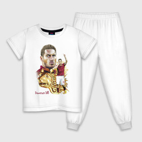 Детская пижама хлопок с принтом Francesco Totti Roma в Белгороде, 100% хлопок |  брюки и футболка прямого кроя, без карманов, на брюках мягкая резинка на поясе и по низу штанин
 | football | legend | lion | roma | totti | италия | лев | легенда | тотти | футбол