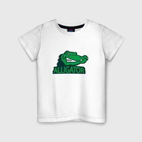 Детская футболка хлопок с принтом Аллигатор в Белгороде, 100% хлопок | круглый вырез горловины, полуприлегающий силуэт, длина до линии бедер | Тематика изображения на принте: alligator | crocodile | reptile | аллигатор | крокодил | крокодильчик