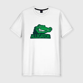 Мужская футболка хлопок Slim с принтом Аллигатор в Белгороде, 92% хлопок, 8% лайкра | приталенный силуэт, круглый вырез ворота, длина до линии бедра, короткий рукав | alligator | crocodile | reptile | аллигатор | крокодил | крокодильчик