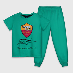 Детская пижама хлопок с принтом Francesco Totti Roma в Белгороде, 100% хлопок |  брюки и футболка прямого кроя, без карманов, на брюках мягкая резинка на поясе и по низу штанин
 | football | legend | roma | totti | wolf | волчица | италия | легенда | рим | тотти | футбол