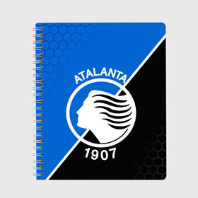 Тетрадь с принтом FC ATALANTA / ФК АТАЛАНТА  в Белгороде, 100% бумага | 48 листов, плотность листов — 60 г/м2, плотность картонной обложки — 250 г/м2. Листы скреплены сбоку удобной пружинной спиралью. Уголки страниц и обложки скругленные. Цвет линий — светло-серый
 | Тематика изображения на принте: atalanta bergamasca calcio | fifa | football | football club. | sport | uefa | английская премьер лига | аталанта | лига финал | матч | спорт | уефа | финал | фифа | футбол | футбольный клуб