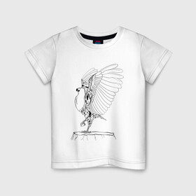 Детская футболка хлопок с принтом Орел расправил крылья в Белгороде, 100% хлопок | круглый вырез горловины, полуприлегающий силуэт, длина до линии бедер | гордость | крылья | могущество | орел | птица | тату