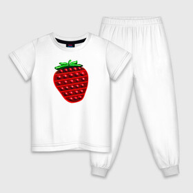 Детская пижама хлопок с принтом Клубника, поп-ит, симпл-димпл в Белгороде, 100% хлопок |  брюки и футболка прямого кроя, без карманов, на брюках мягкая резинка на поясе и по низу штанин
 | pop it | simple dimple | strawberry | клубника | поп ит | симпл димпл
