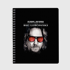 Тетрадь с принтом The Big Lebowski в Белгороде, 100% бумага | 48 листов, плотность листов — 60 г/м2, плотность картонной обложки — 250 г/м2. Листы скреплены сбоку удобной пружинной спиралью. Уголки страниц и обложки скругленные. Цвет линий — светло-серый
 | dude | jeff bridges | the big lebowski | большой лебовский | джефф бриджес | ковер | красные очки | узор | фильм | чувак