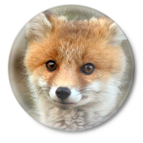 Значок с принтом Миленький лисенок в Белгороде,  металл | круглая форма, металлическая застежка в виде булавки | fox | foxy | животное | звери | лиса | лисенок | лисичка | милая | рыжая | фокс