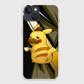 Чехол для iPhone 13 с принтом Пикачу детектив в Белгороде,  |  | anime | picachu | pikachu | аниме | милый | пика | пикачу | покебол | покемон