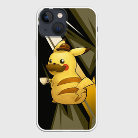 Чехол для iPhone 13 mini с принтом Пикачу детектив в Белгороде,  |  | anime | picachu | pikachu | аниме | милый | пика | пикачу | покебол | покемон