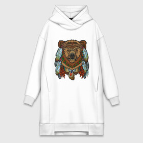 Платье-худи хлопок с принтом Славянский медведь в Белгороде,  |  | animal | art | bear | beast | slavic symbols | арт | животное | зверь | медведь | славянская символика