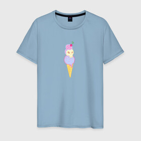 Мужская футболка хлопок с принтом Мороженое смерти в Белгороде, 100% хлопок | прямой крой, круглый вырез горловины, длина до линии бедер, слегка спущенное плечо. | Тематика изображения на принте: мороженка | мороженое | сладко | череп