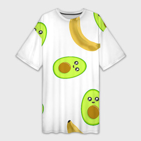 Платье-футболка 3D с принтом Банан и Авокадо в Белгороде,  |  | авокадо | банан | витамины | вкусный | глаза | деликатес | десерт | диета | еда | жёлтый | кожура | косточка | лицо | меню | модный | мякоть | плод | прикол | рот | сладкий | смешной | смузи | сочный