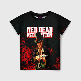 Детская футболка 3D с принтом Red Dead Redemption Bandit в Белгороде, 100% гипоаллергенный полиэфир | прямой крой, круглый вырез горловины, длина до линии бедер, чуть спущенное плечо, ткань немного тянется | game | red dead | red dead redemption 2 | redemption 2 | rockstar games | бандиты | дикий запад | игры | ковбои | оружие