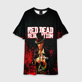 Детское платье 3D с принтом Red Dead Redemption Bandit в Белгороде, 100% полиэстер | прямой силуэт, чуть расширенный к низу. Круглая горловина, на рукавах — воланы | game | red dead | red dead redemption 2 | redemption 2 | rockstar games | бандиты | дикий запад | игры | ковбои | оружие