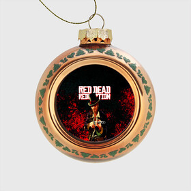 Стеклянный ёлочный шар с принтом Red Dead Redemption Bandit в Белгороде, Стекло | Диаметр: 80 мм | game | red dead | red dead redemption 2 | redemption 2 | rockstar games | бандиты | дикий запад | игры | ковбои | оружие