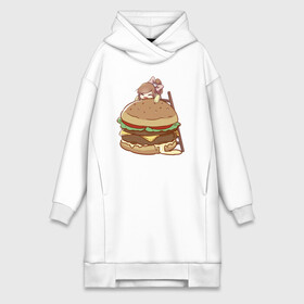 Платье-худи хлопок с принтом Anime Burger в Белгороде,  |  | аниме | бургер | гамбургер | девушка | иллюстрация