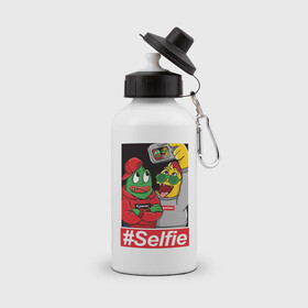 Бутылка спортивная с принтом #Selfie в Белгороде, металл | емкость — 500 мл, в комплекте две пластиковые крышки и карабин для крепления | Тематика изображения на принте: иллюстрация | крутой | монстры | селфи | фотография