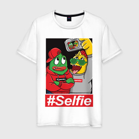 Мужская футболка хлопок с принтом #Selfie в Белгороде, 100% хлопок | прямой крой, круглый вырез горловины, длина до линии бедер, слегка спущенное плечо. | иллюстрация | крутой | монстры | селфи | фотография