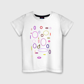 Детская футболка хлопок с принтом Геометрия в Белгороде, 100% хлопок | круглый вырез горловины, полуприлегающий силуэт, длина до линии бедер | геометрия | зеленый | красный | круг | овал | розовый | синий