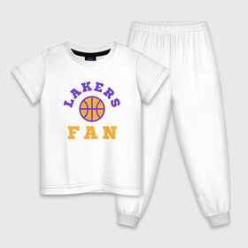 Детская пижама хлопок с принтом Lakers Fan в Белгороде, 100% хлопок |  брюки и футболка прямого кроя, без карманов, на брюках мягкая резинка на поясе и по низу штанин
 | Тематика изображения на принте: basketball | bryant | game | james | kobe | lakers | lebron | los angeles | nba | sport | streetball | баскетбол | баскетболист | брайант | джеймс | игра | игрок | коби | леброн | лейкерс | лос анджелес | мяч | нба | спорт | стритбол