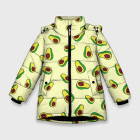 Зимняя куртка для девочек 3D с принтом Авокадо Avocado в Белгороде, ткань верха — 100% полиэстер; подклад — 100% полиэстер, утеплитель — 100% полиэстер. | длина ниже бедра, удлиненная спинка, воротник стойка и отстегивающийся капюшон. Есть боковые карманы с листочкой на кнопках, утяжки по низу изделия и внутренний карман на молнии. 

Предусмотрены светоотражающий принт на спинке, радужный светоотражающий элемент на пуллере молнии и на резинке для утяжки. | avocado | casual | exotic | fashion | food | pattern | summer | tropical | авокадо | авокадо паттерн | вкусняшки | еда | жара | лето | мексика | овощи | острова | отпуск | плоды | повседневные | растения | сладкий | спелый | тропики