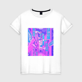 Женская футболка хлопок с принтом город в Белгороде, 100% хлопок | прямой крой, круглый вырез горловины, длина до линии бедер, слегка спущенное плечо | citi | indie kid | город | инди кид | ночь