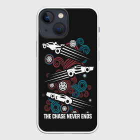 Чехол для iPhone 13 mini с принтом The chase never ends в Белгороде,  |  | game | games | race | гонка | гоночка | игра | игры | лига ракет | машинки | рокет лига | футбол