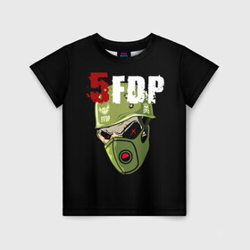 Детская футболка 3D с принтом FFDP (череп в каске и маске) в Белгороде, 100% гипоаллергенный полиэфир | прямой крой, круглый вырез горловины, длина до линии бедер, чуть спущенное плечо, ткань немного тянется | 5fdp | ffdp | five finger death punch | skull | маска | череп